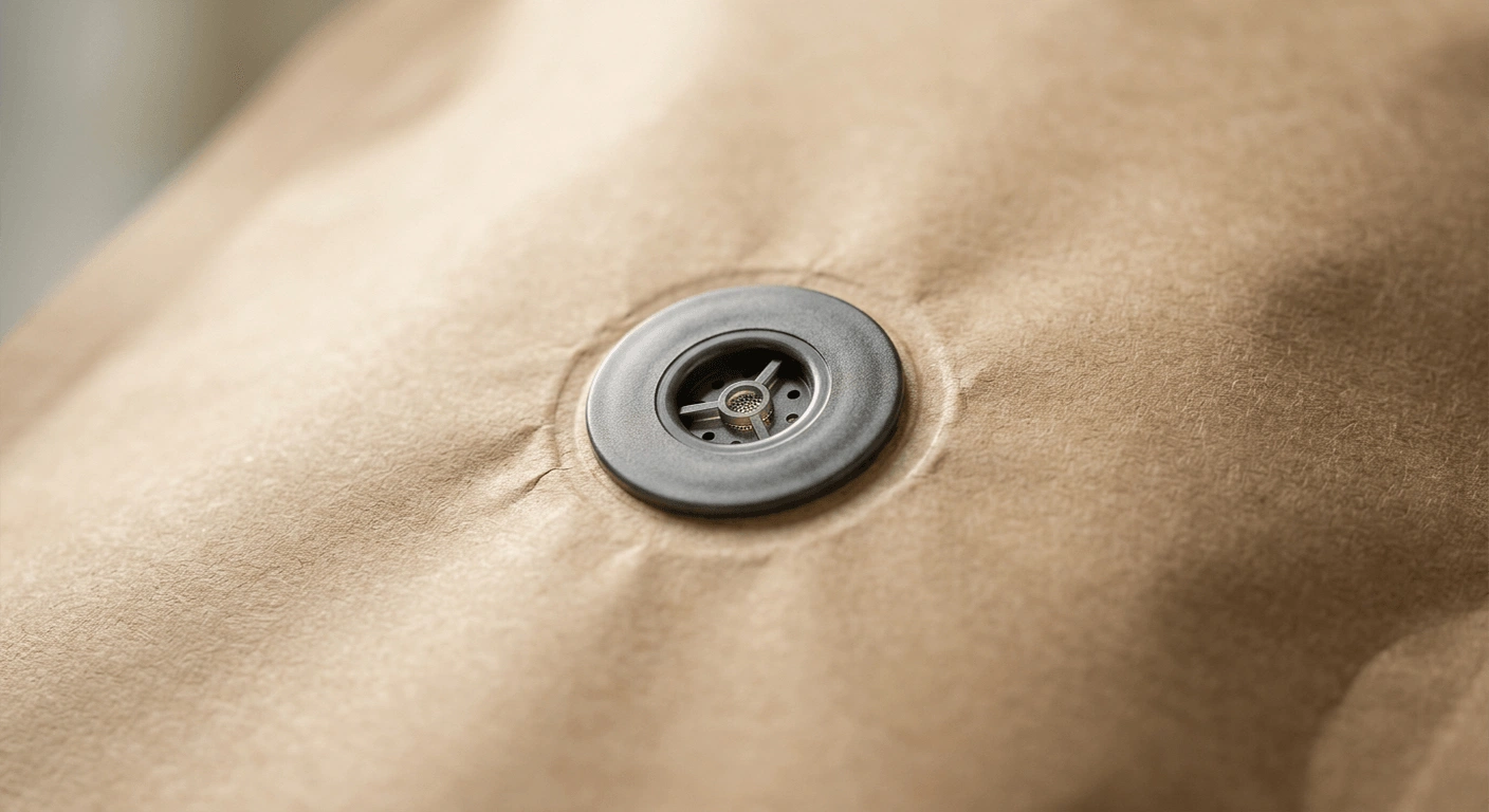 One-way degassing valve on a custom coffee bag to release CO2